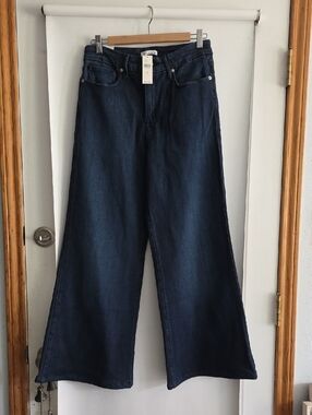 Good American Good Waist Palazzo Wide Leg High-Rise Jeans - Dark Blue